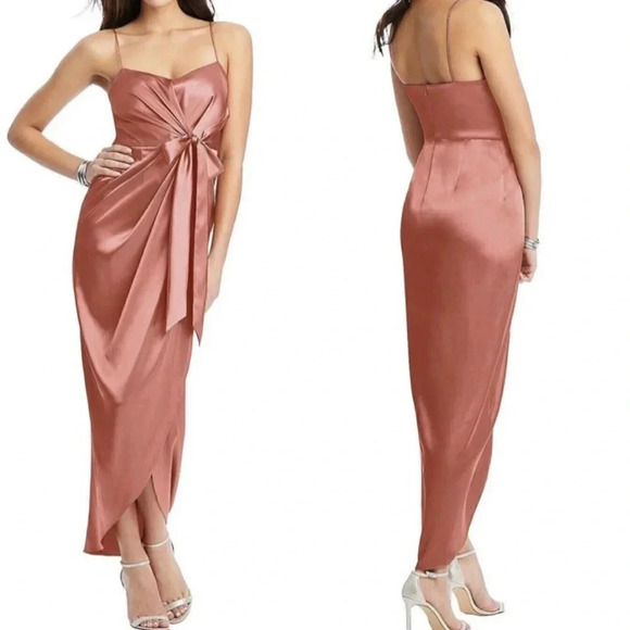 After Six Satin Tie Waist Sheath Bridesmaid Formal Dress Style 6828 Size 10 NWT - Picture 1 of 9